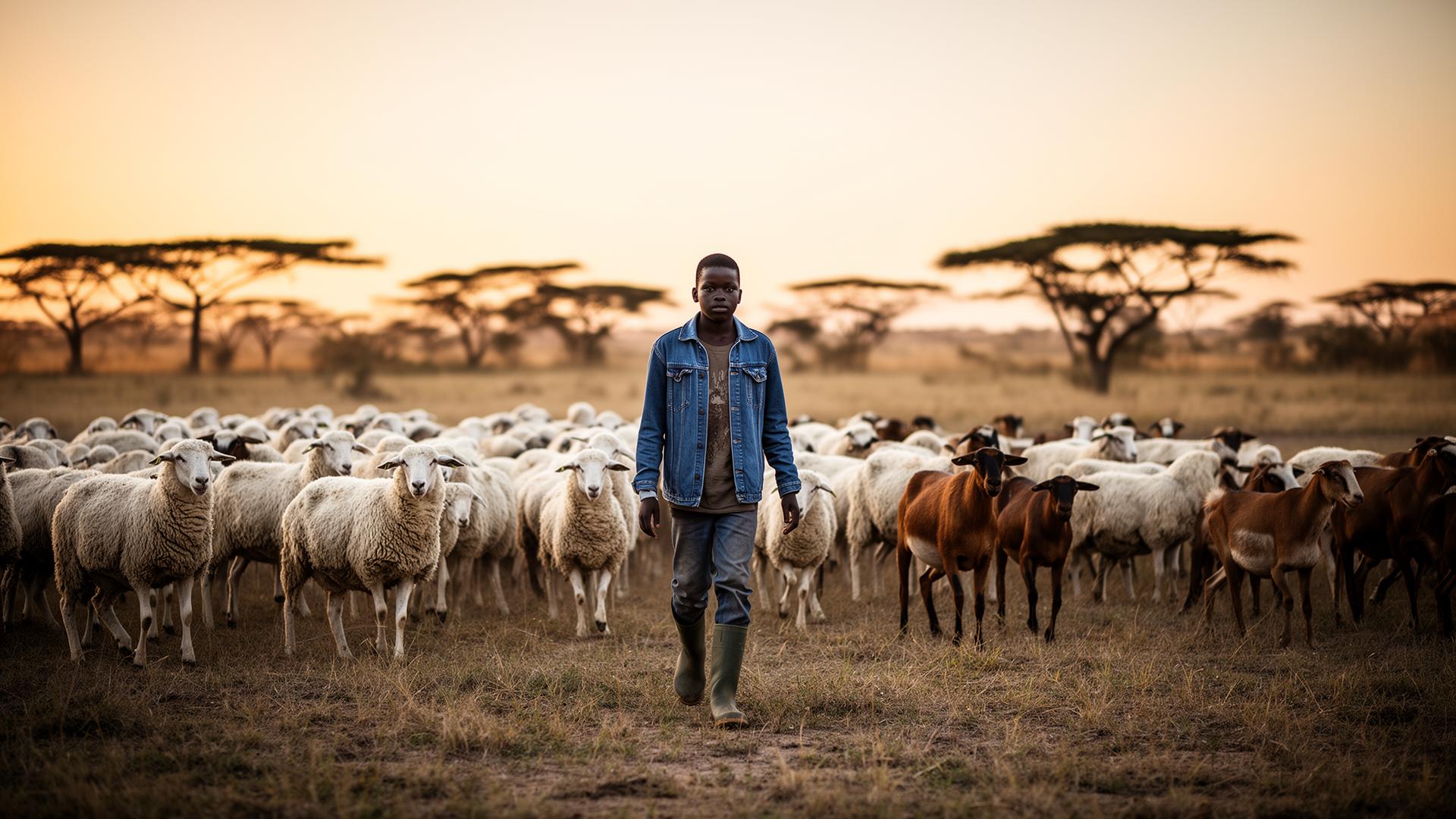 Flock of Dorper sheep on a Kenyan farm